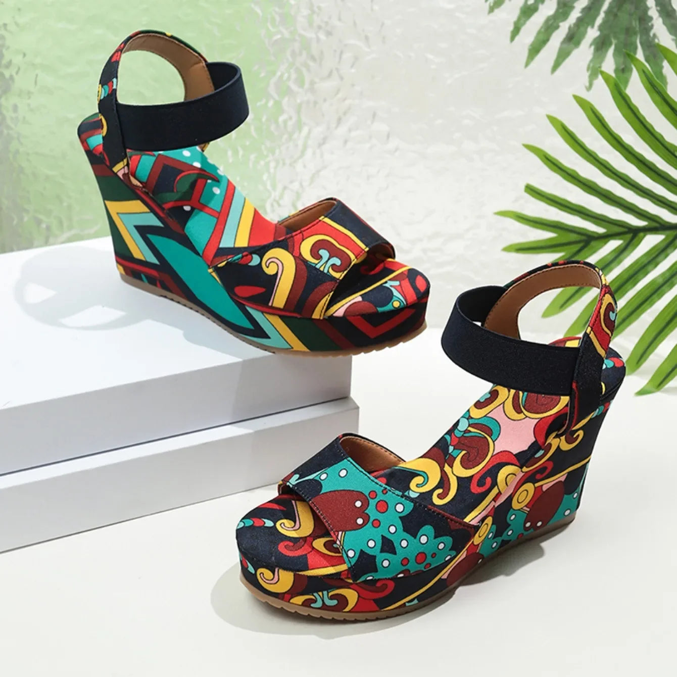 Shoes for Women 2025 New Women Wedge Sandals Retro Ethnic Printing Platform Sandals Ladies Casual Comfortable Outdoor Sandals