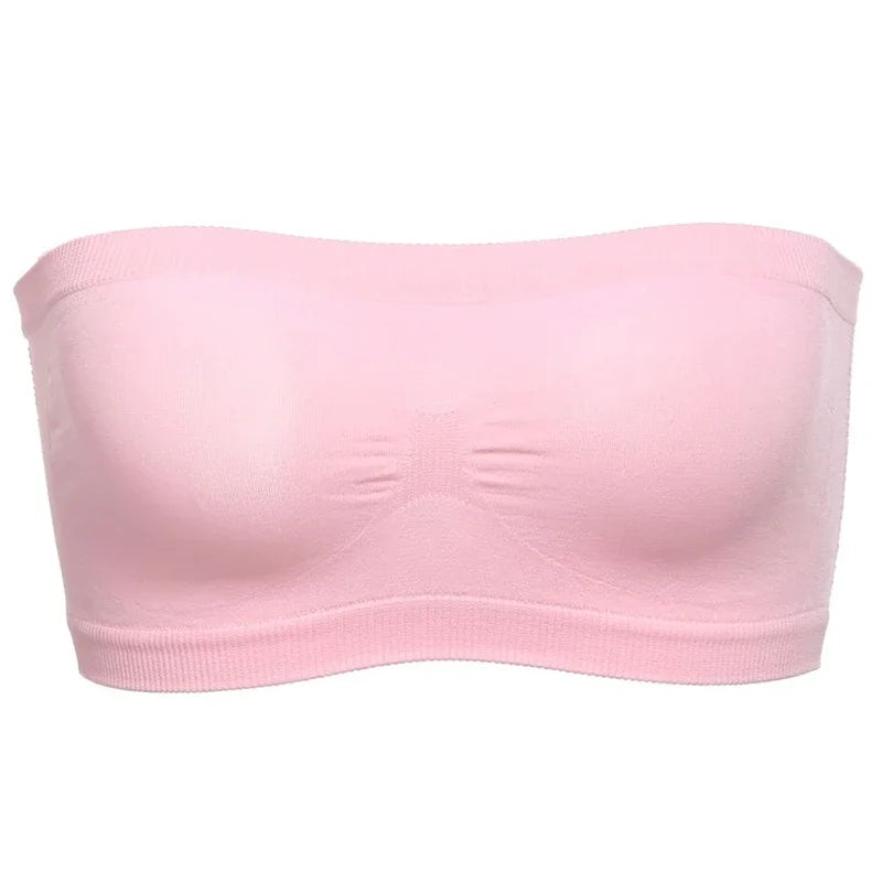 Lady's Sexy Strapless Crop Top Bra Bandeau Boob Tube Brassiere Summer Breathable Mesh Invisible Strapless Chest Wraps Tube Tops