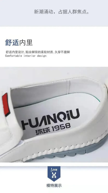 High Quality Men Shoes Handmade Leather Footwear Male Casual Business Flats Outdoor Soft Soled Travel Sneakers