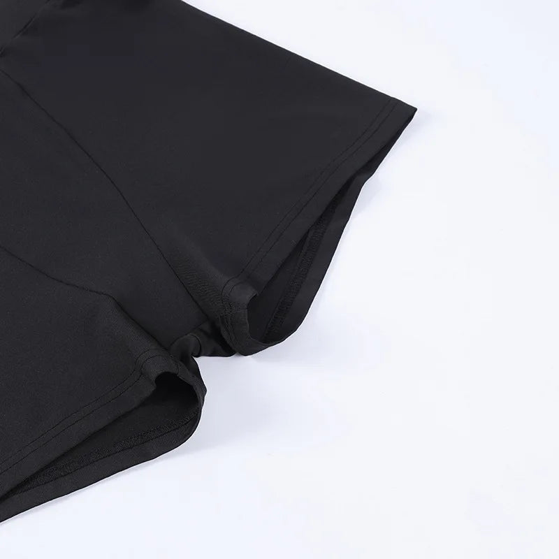 European and American Spring/Summer Round Neck Long Short sleeved 3/4 Shorts Two piece Women's Fashion Sports Versatile Set