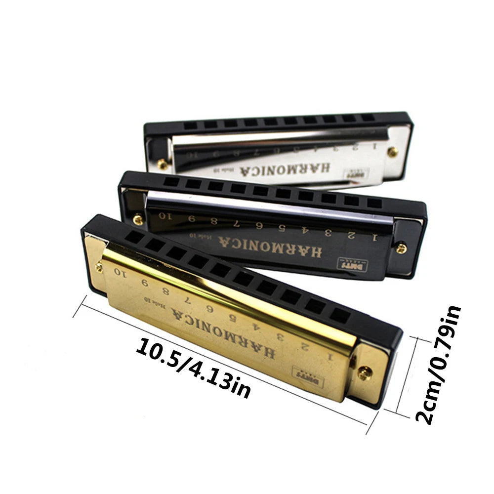 Harmonica Key of C 10 Hole Chromatic Harmonica C with Case for Beginner Gift with Case