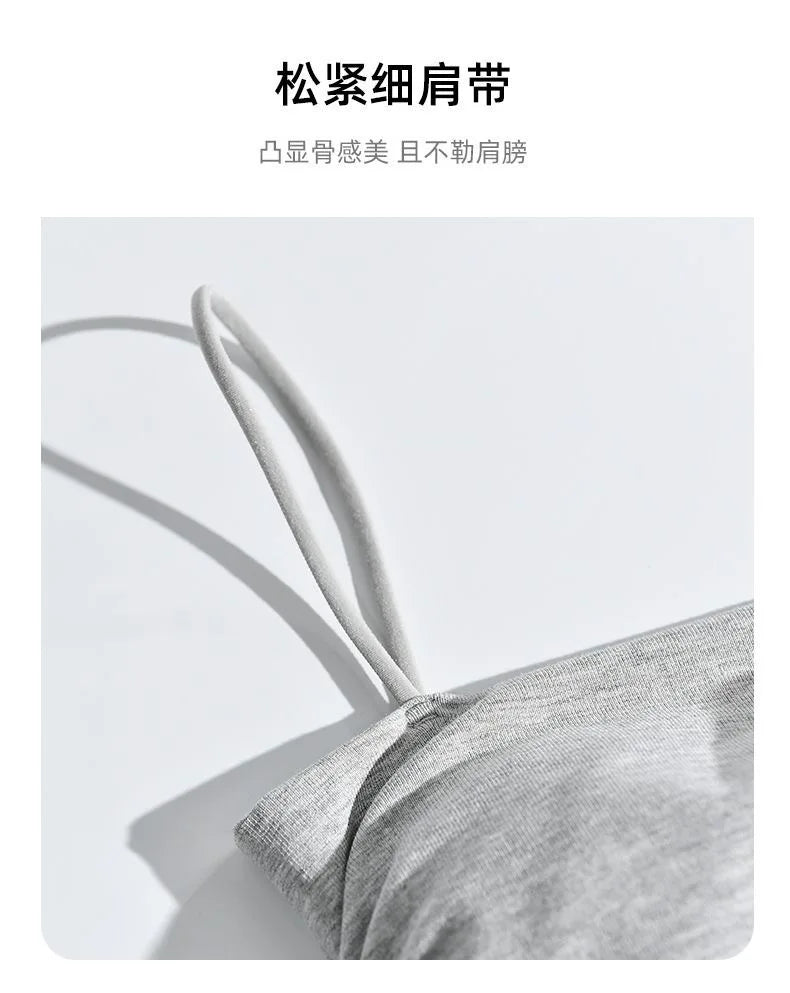 Clearance_New Summer Simple Cotton Sling Camisole Women Girls Crop Top Sleeveless Shirt Lady Bra Tops Straps Skinny Camisole Bas