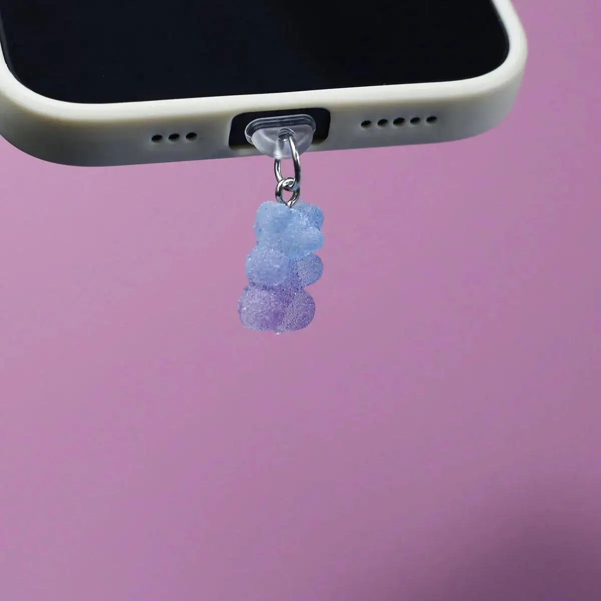 Mobile Phone Dust Plug Cute Cartoon Matte Bear Phone Pendant Decorative Accessories Red Blue Gradient Mobilephone Dust Plug