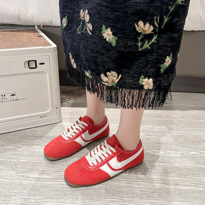 Shoes for Women 2025 Spring Autumn New Genuine Leather Ladies Moral Training Vulcanized shoes Retro Casual Flat Women's Sneakers