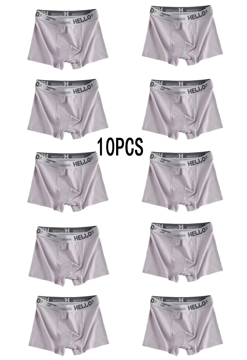 10Pcs/Men's Underwear  Underwear High Stretch Boxer Shorts Breathable Soft Men's Shorts Comfortable Size L-4XL