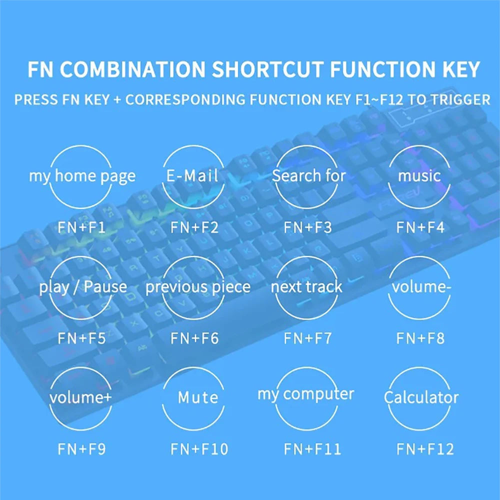 Wired Office Gaming Keyboard Mouse Set USB RGB Backlight Luminous Mechanical Feel Keyboard For Laptop Computer PC Accessories