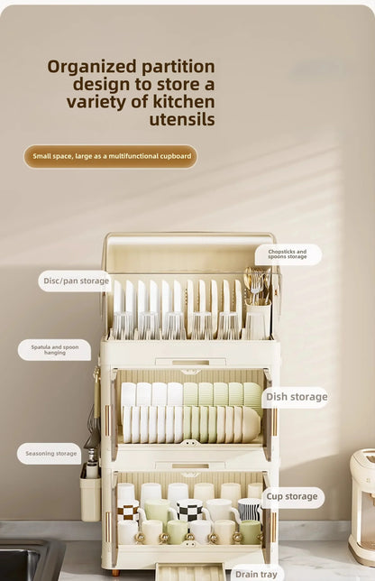 Kitchen Bowl Rack, Tableware Storage Box, Household with Lid, Tableware, Bowl Box, Dish Drain Rack, Plastic Cupboard