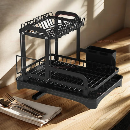 Kitchen utensil storage rack, multifunctional drainage rack on the countertop, convenient for storing utensils in the kitchen