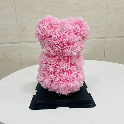 Romantic Valentine's Day Creative Eternal Flower Rose Bear Christmas Gift Rose Bear Hug Bear Wedding Flower Decoration Gift