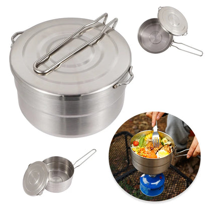 Camping Pot,  Portable Cooking Pot, Stainless Steel Camping   Pot, for Outdoor, Camping, Hiking, Picnic.