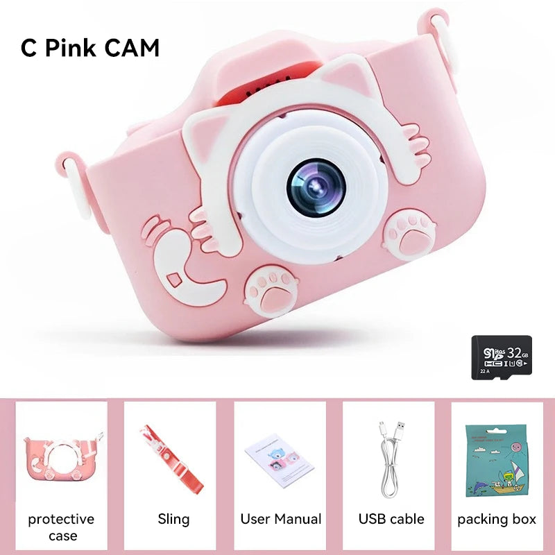 Summer Children Camera 1080P HD Toddler Digital Video Camera 2.0-inch Kids Camera with Silicone Cases Toys for Christmas Gifts