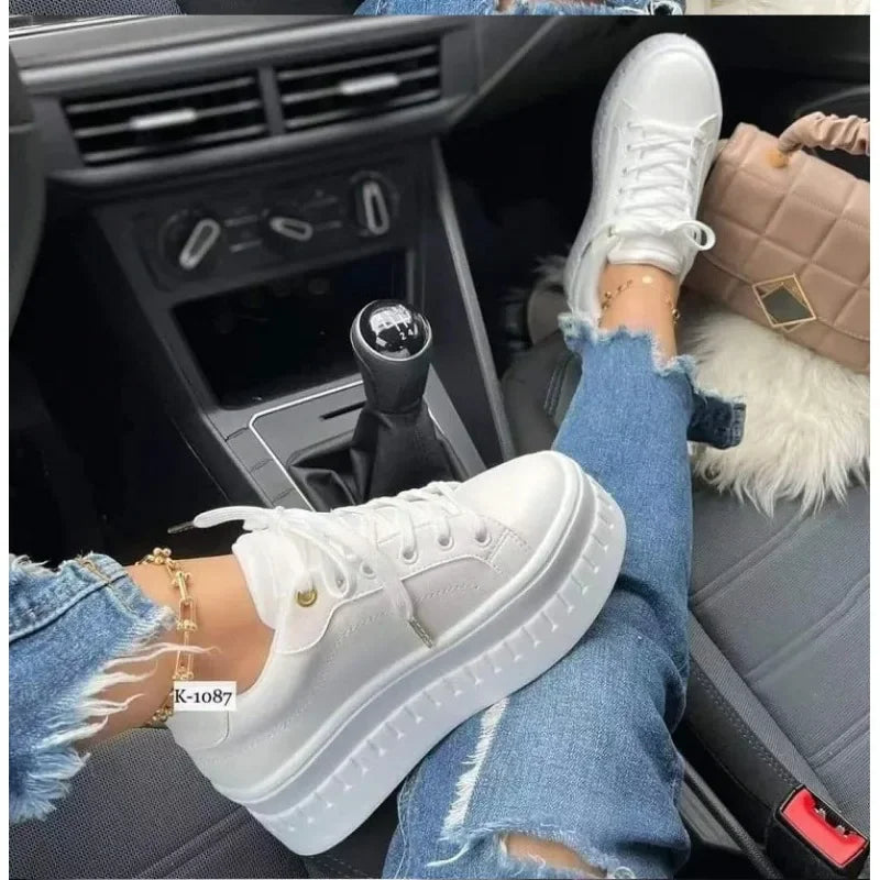 Shoes Casual Shoes for Women 2024New Platform Sneakers Solid Color Ladies Footwear Trend Lightweight PU Vulcanized Shoes