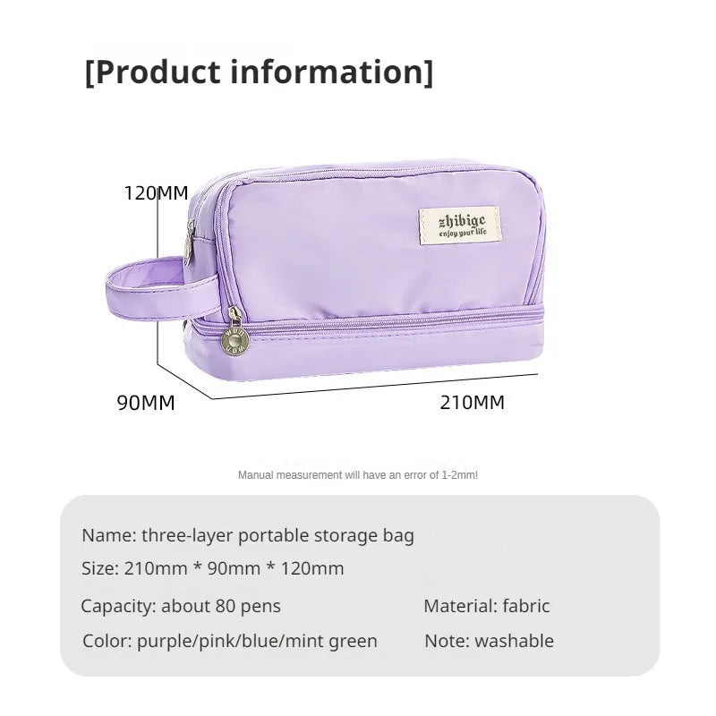 Pencil Bag for School Students with Large Capacity Multi-functional Pen Case Macaron Color Matching Cute Pencil Case