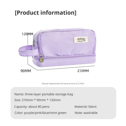 Pencil Bag for School Students with Large Capacity Multi-functional Pen Case Macaron Color Matching Cute Pencil Case