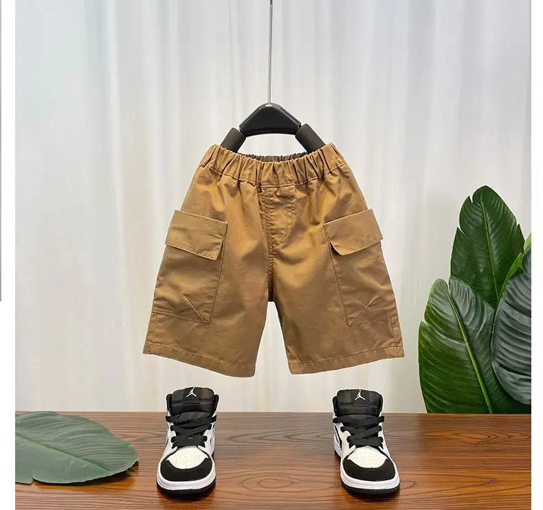 Korean Children's Clothes 2025 Summer Kids Clothes Boys Outfits Baby Thin Short Sleeves Stripe Polo Shirt +Shorts Two Pieces Set