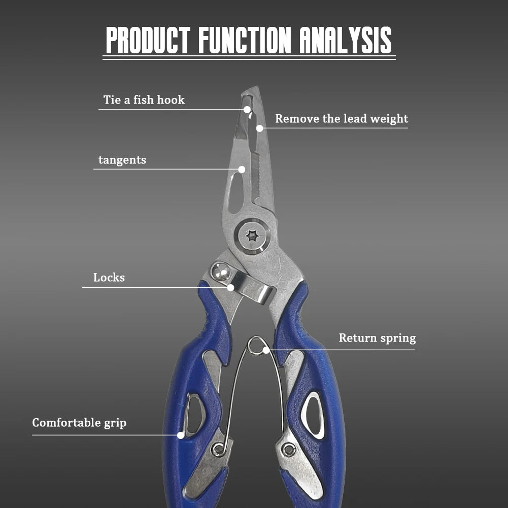 Fishing Lure Plier Scissors Return Spring Latch Bend Design Comfortable Handle Needle Nose Pliers Eagle Nose Pliers Orange