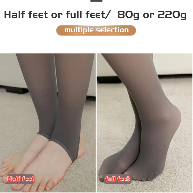 Fleece Thermal Leggings Sexy Translucent Legging Seamless Women High Waist Pantyhose Winter Warm Elasticity Stockings