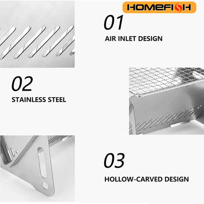 Barbecue Grill Heating Stores Multi-Function Camping BBQ Grill Rack Net Firewood Stove Stainless Steel BBQ Grill