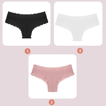 3/5PCS Lace Seamless Cotton Panties Ribbed Brazilian Pants Low Waist Women Panties Breathable Girls Underwear Plus Size Lingerie