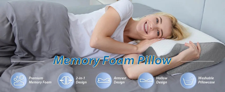 1pc Memory Foam Cervical Pillow Fast Rebound Memory Sleeping Pillows 2in1 Ergonomic Orthopedic Pillow for Neck Pain Neck Pillow