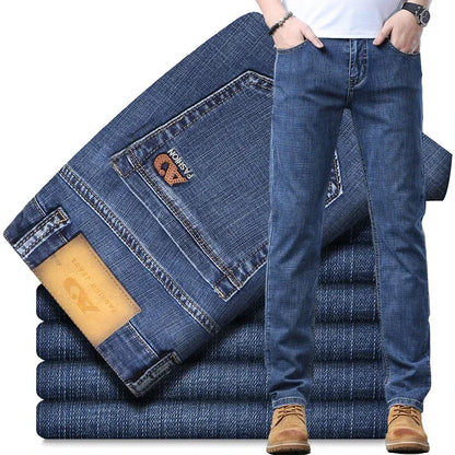 2024 Thin or Thick Material Slim Fit Men's Luxury Classic Style Men Jeans Business Stretch Denim Male Trousers Clothing