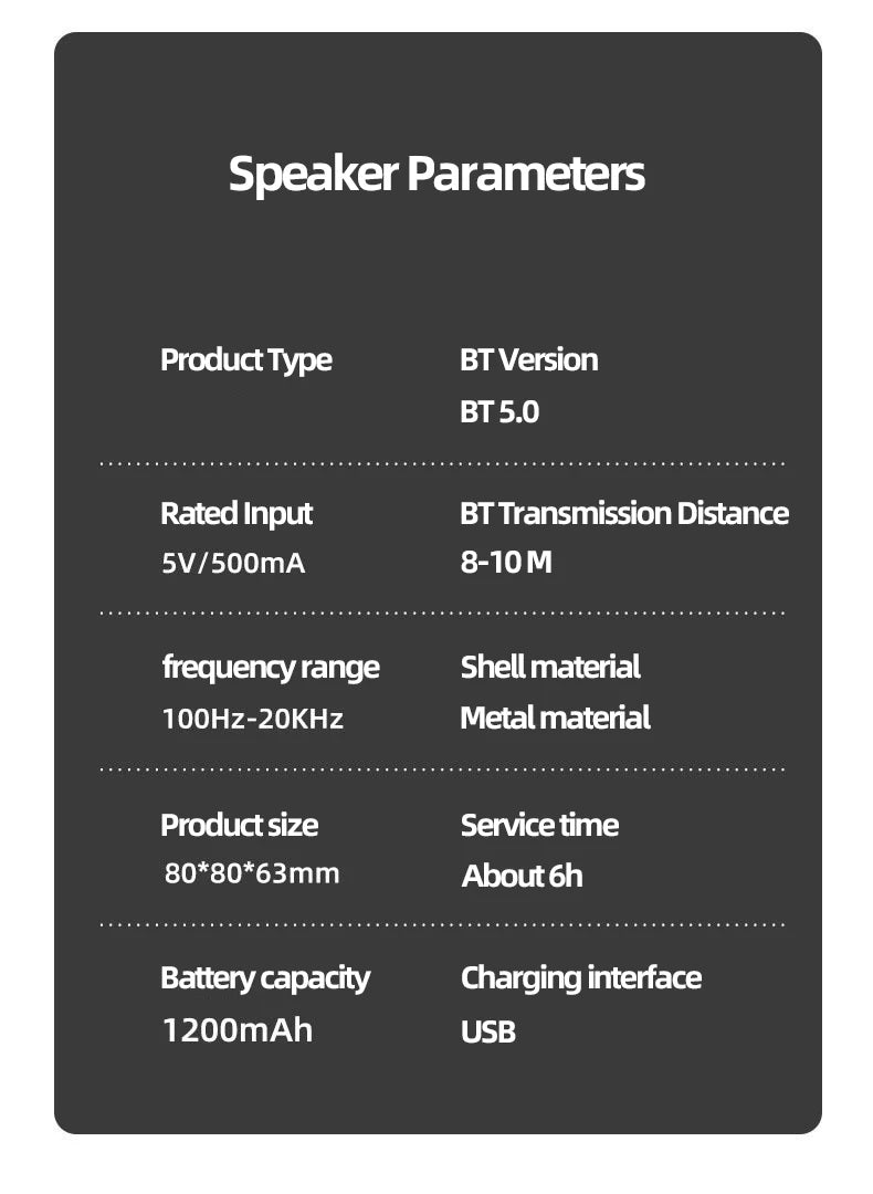 Wireless Bluetooth Speaker Portable Mini Outdoor Wireless Speakers Music Surround Loudspeaker HD Voice Shocking Bass