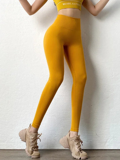 Women Seamless Slim Tights High Waist Solid Leggings Fitness Yoga Elastic Leggings Push Up Butt Knit Fashion Gym Workout Pants