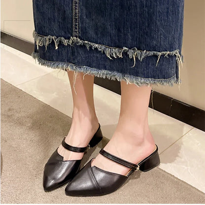 Shoes for Women Hot Sale Women's Slippers Fashion Mature Casual Slippers Pointed Toe Solid Shoes Female