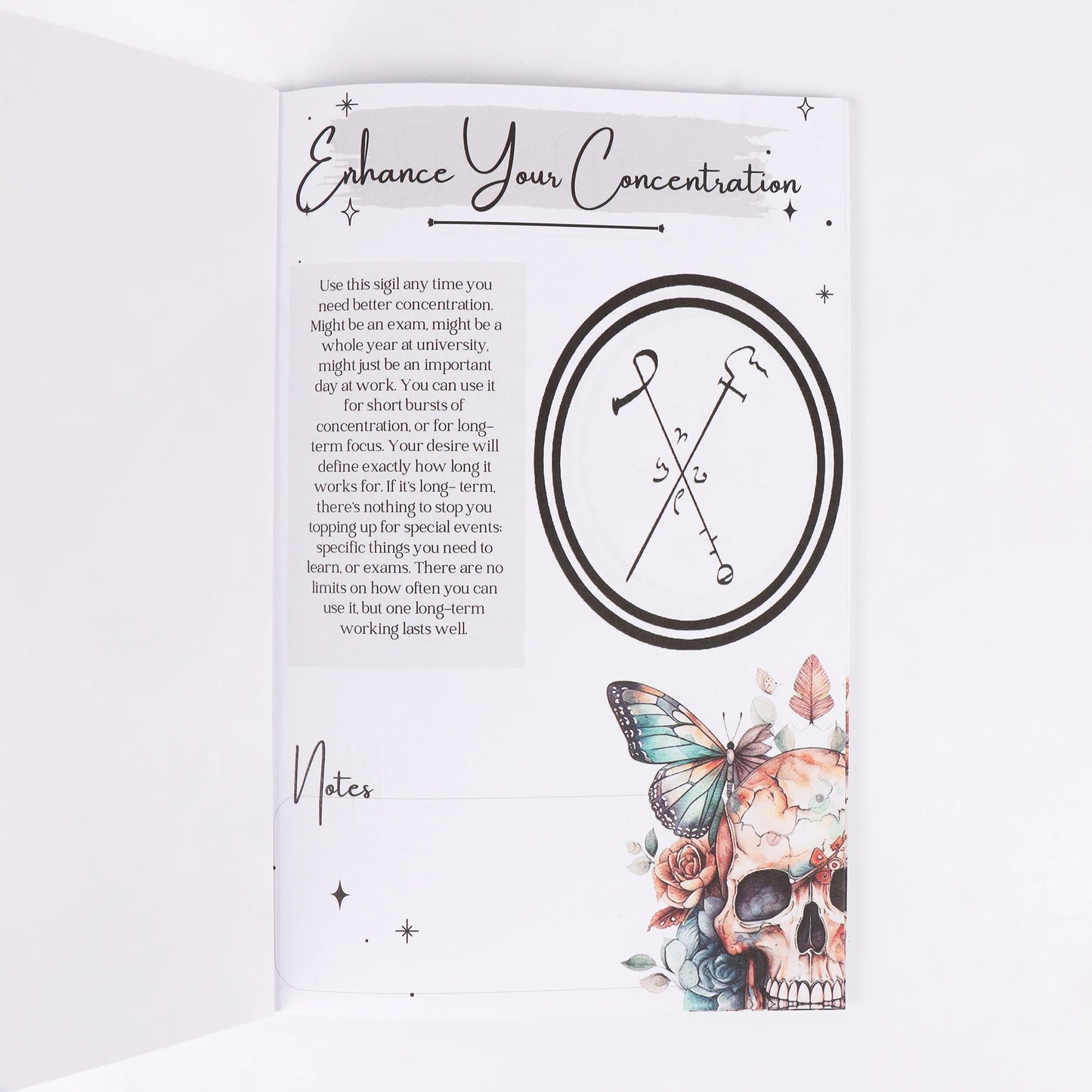 1pc Vintage Occult Grimoire - Sigils & Mystical Symbols Guide, Dark Art Ritual Book with Moons, Pentagrams & Butterfly Design