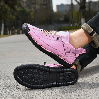 Handmade Women's Shoes Casual Ankle Boots Comfortable Slip-Resistant Breathable Shoes Elastic Strap Outdoor Walking Flat Shoes