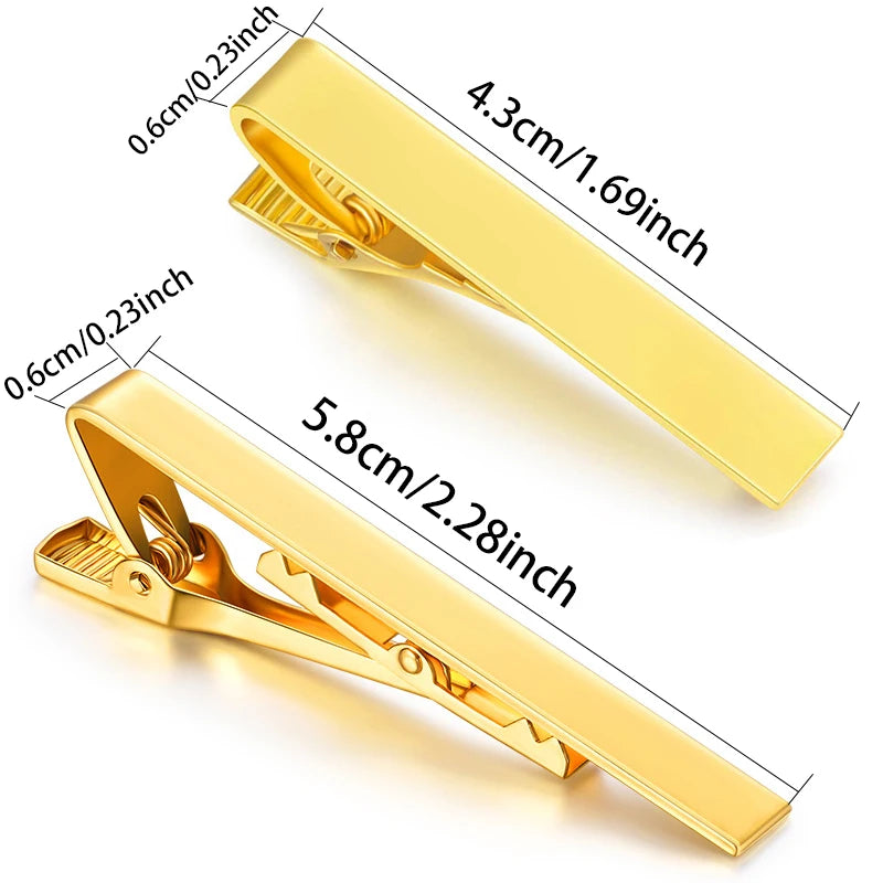2 Pcs/set Metal Tie Clip Necktie Accessories Fashion Style for Men Daily Business Wedding Practical Clasp Tie Pin Collar Clip