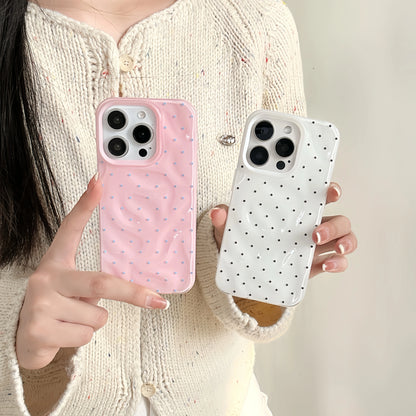 Korean ins Simple Full Screen Wave Point Wrinkles Phone Case for iPhone 16 15 14 13 Pro Max Back Cover Fund