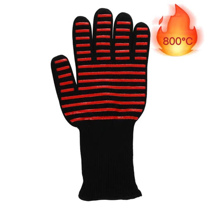 BBQ Gloves Silicone Heat-Resistant Glove Kitchen Microwave Oven Mitts 500 800 Degree Fireproof And Non-Slip Barbecue Gloves