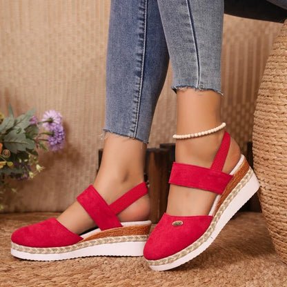 Women's Shoes 2024 Brand Closed Toe Women's Sandals Hot Sale Casual Sandals Women Round Toe Slip on Wedges Platform Shoes Ladies