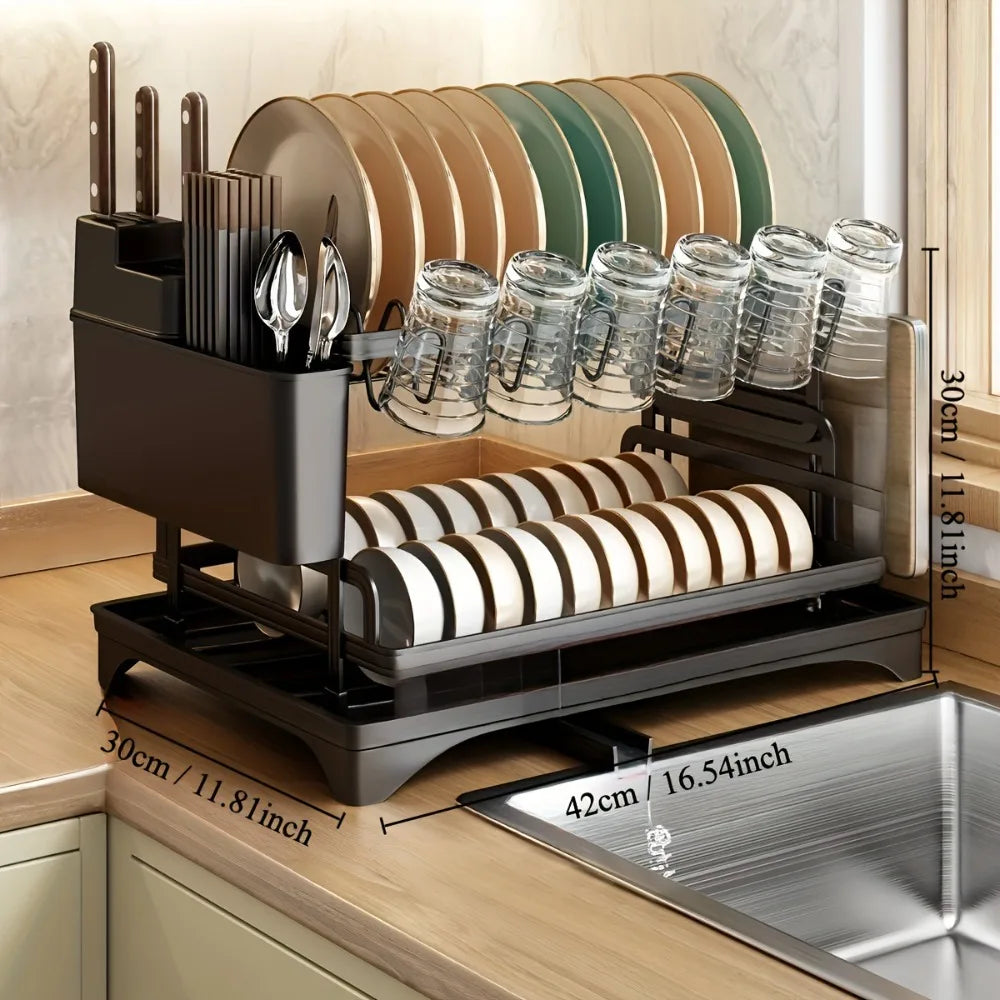 Kitchen drain rack dish rack household utensils knives and forks storage racks Tabletop drying bowl rack kitchen organizer