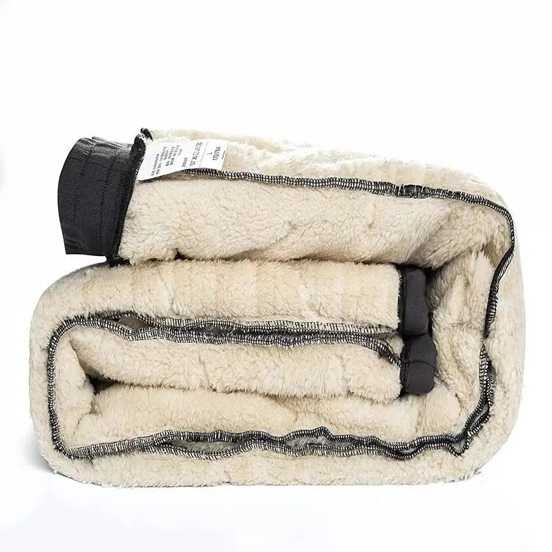 New Women's Plush Thick Fleece Lined Sweatpants Straight-leg Waterproof Pants Outdoor Windproof Outerwear Thermal Trousers