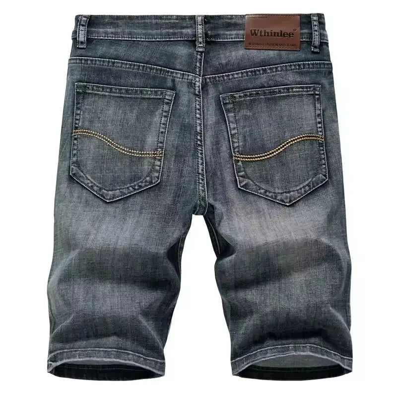 Summer Shorts Jeans Men Denim Pants Stretch Dark Blue Fashion Design Men's Jeans Slim Straight Male Short Jeans Hombre