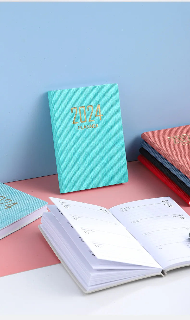 365-Day 2025 Portable A7 Pocket Planner Pu Cover Daily Weekly Schedule Notebook Calendar Journal School Office Supplies Agenda