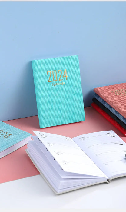 365-Day 2025 Portable A7 Pocket Planner Pu Cover Daily Weekly Schedule Notebook Calendar Journal School Office Supplies Agenda