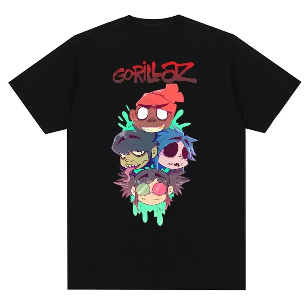 Music Band Gorillazs Punk Rock Print T Shirt - Acid Rock Drift