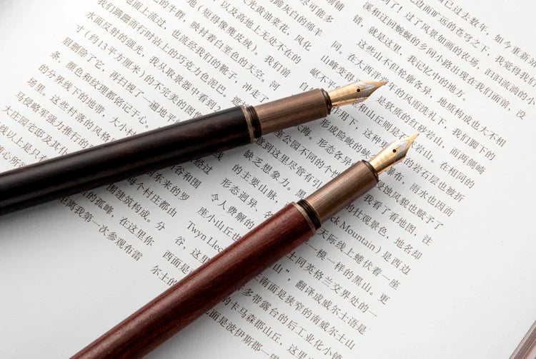 Luxury Retro Wood Bronze Fountain Pen Office Business Writing Art Calligraphy Ink Pens 0.5mm School Student Stationery Gifts