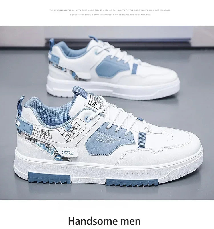 Men's shoes 2025 summer new breathable white shoes men's trendy and versatile thick soled sports board shoes trendy shoes