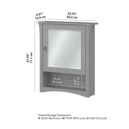 Bathroom Medicine Cabinet With Mirror Wall Mounted Storage Cabinet With Single Door And Open Shelf