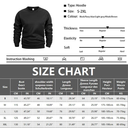Men's Crew Neck Sweatshirts Solid Color Sweatwear Spring Outdoor Casual Daily Long Sleeve Pullover Hoodie Man Sportswear