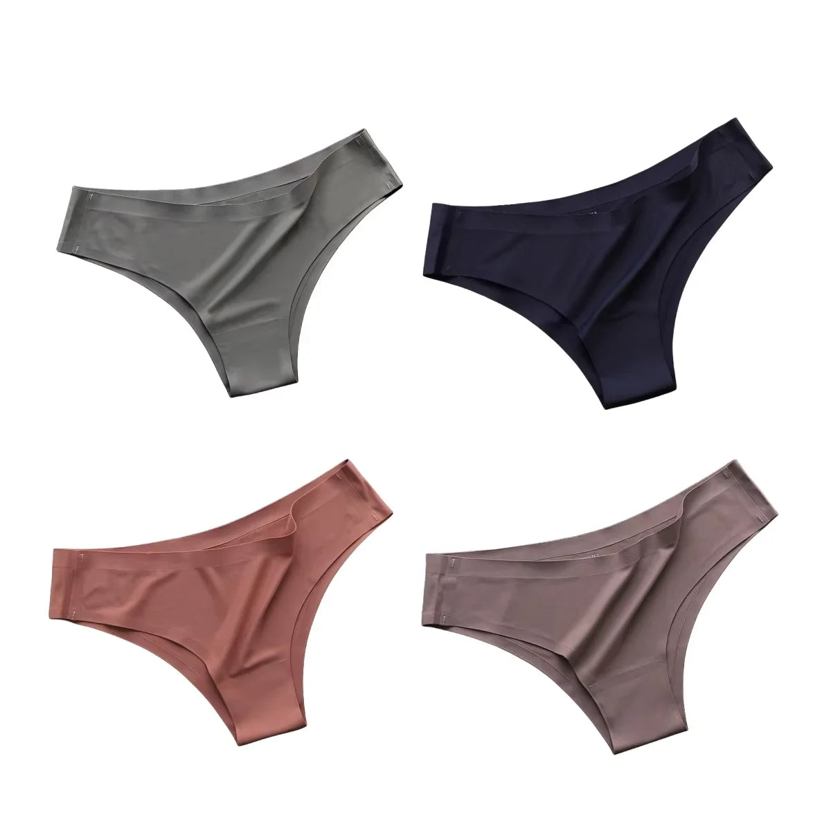 New 4PCS/Set Seamless Panties Women Sexy Underwear Ice Silk Underpants Low Waist G-string Female Soft Solid Ultra-thin Briefs