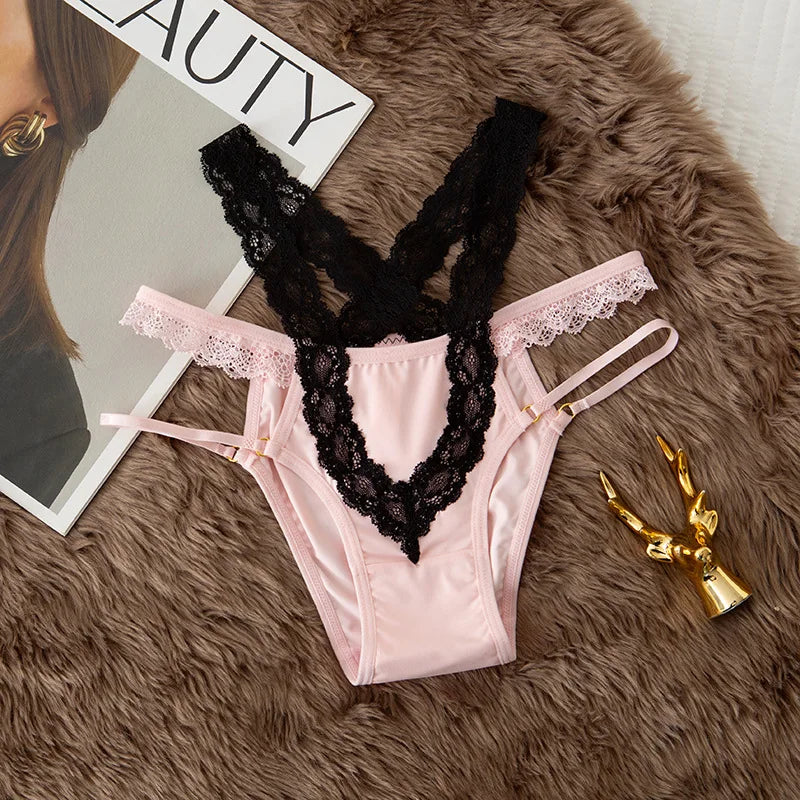 Sexy Girls Briefs Women Panties Lace G String Thong Hollow Out Underwear Low Waist Seamless Female Lingerie