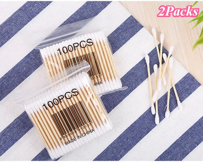 1-20Packs 100Pcs/Pack Wooden Sticks Baby Cotton Swabs Cleaning of Ears Tampons Health Beauty Cotton Swab Cleaning Cotton Buds