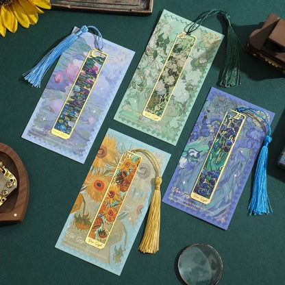 1 Pc Metal Sunflower Hollow Bookmark Chinese Style Creative Painted Book Holder Tassel Pendant Kids Stationery School Supplies