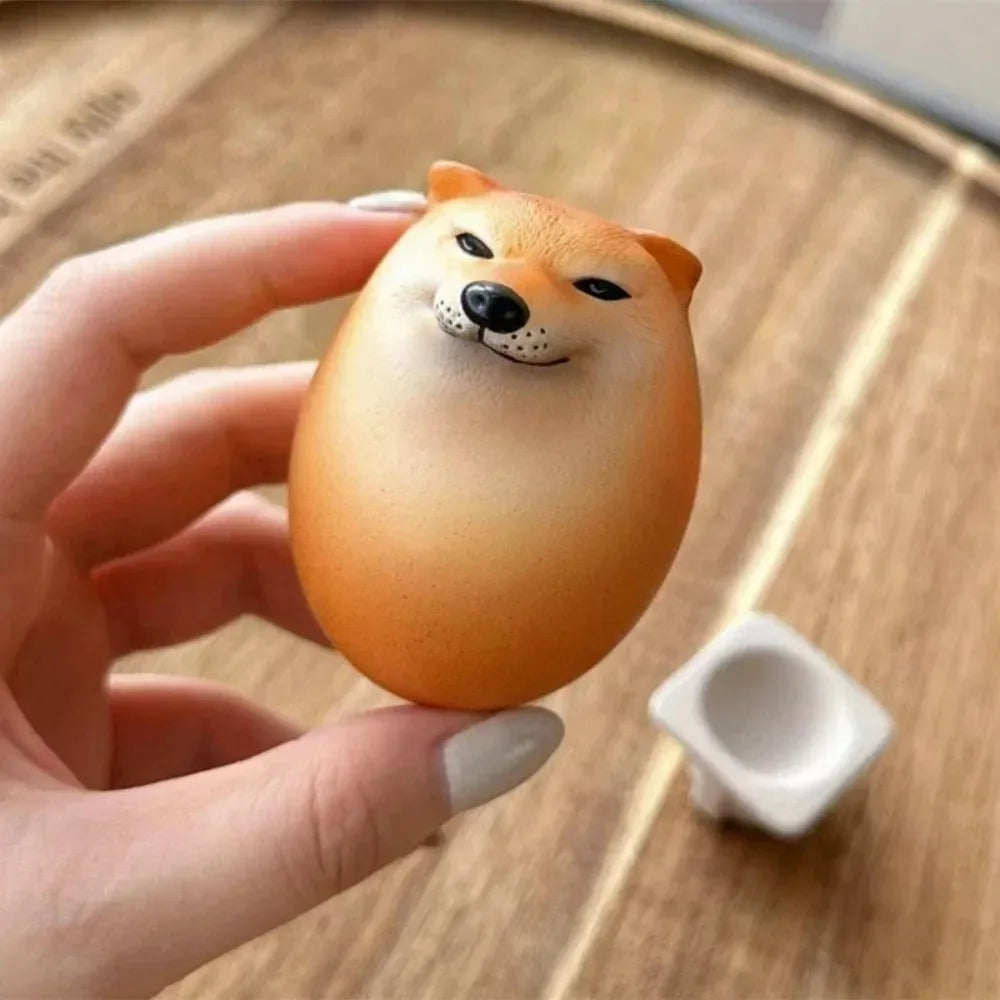 2025NEWCreative Shiba Inu Realistic Egg Shape PVC Desk Decor Dog & Egg Union Decorations For Home Offices Fun Christmas Gifts