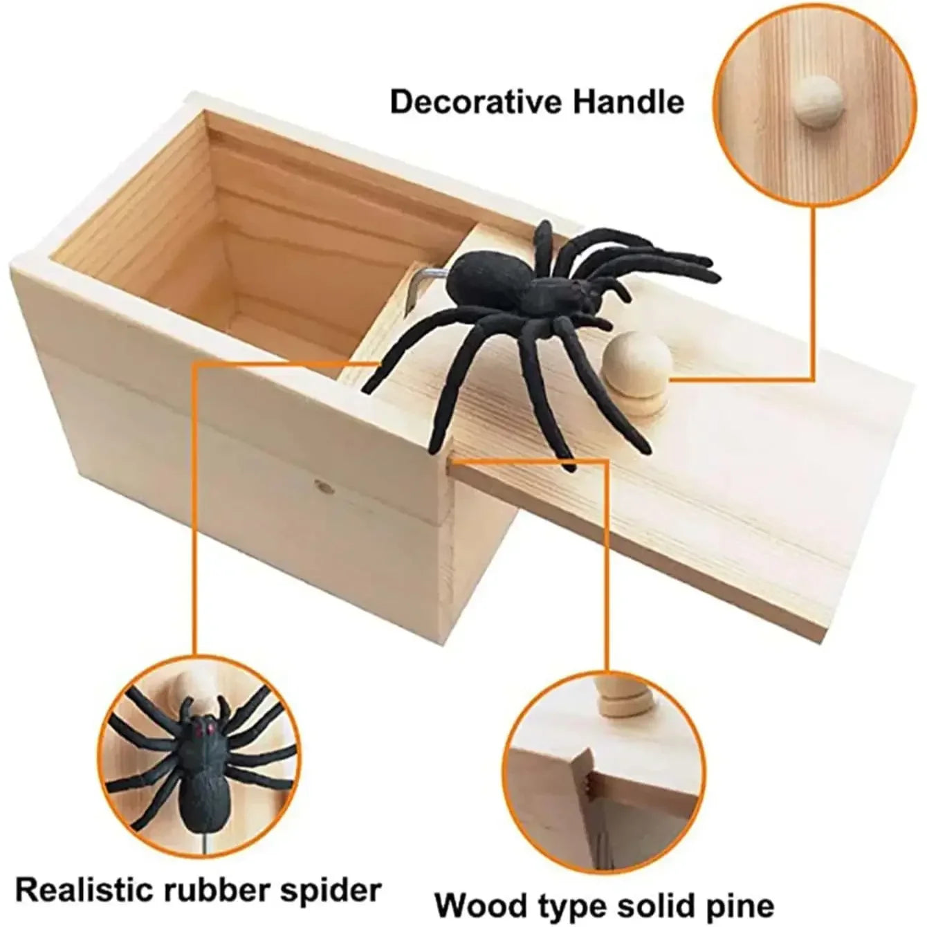 Trick Spider Funny Scare Box Wooden Hidden Box Quality Prank Wooden Scare Box Fun Game Prank Trick Friend Office Toys